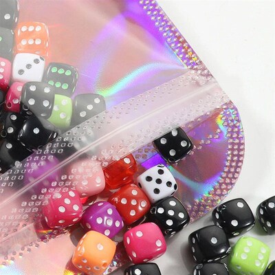 50pcs Iridescent Self Sealing Bags Pink Laser Plastic Pouche