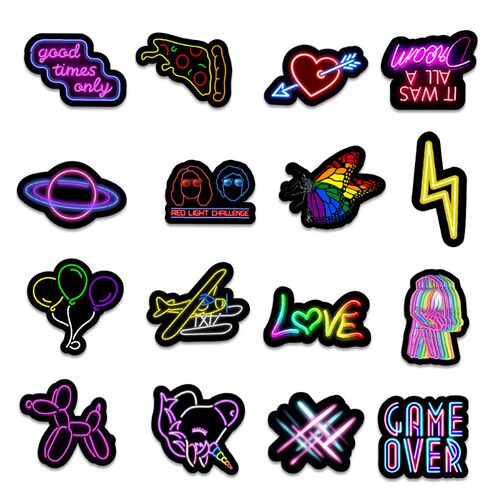 50PCS Cartoon Neon Light Graffiti Stickers Car Guitar Motorc