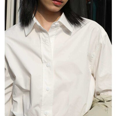 Autumn drawwimd Solid Color Loose All-match Long-sleeved Shi