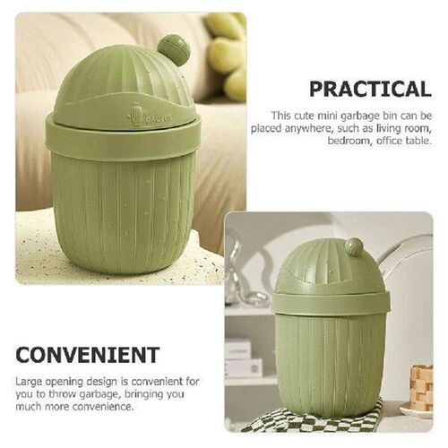 Cute Desktop Trash Can Mini Cactus Garbage Can Tiny Plastic