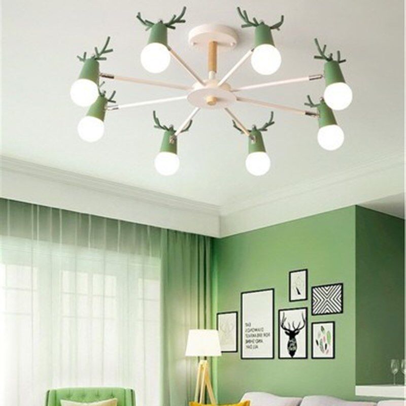 Nordic macaron antler chandelier simple post modern LED chan