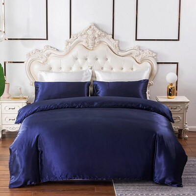Home Textiles  Simulated Silk Pure Color Satin Set Ice Silk