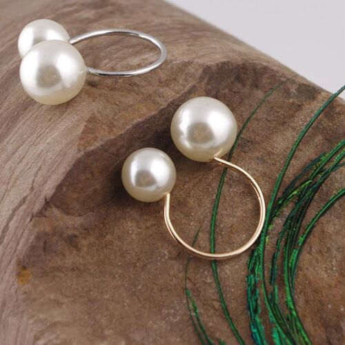 Fashion Women's Size Pearl Open Ring Temperament Wild Fa