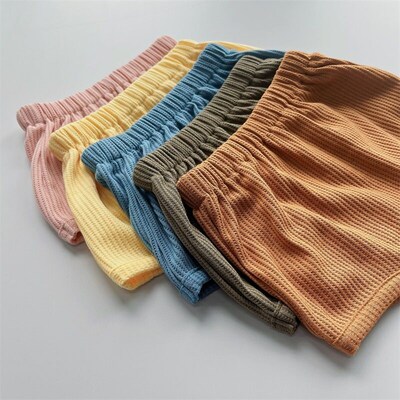 Baby Kids Summer Clothes Sets Waffle Cotton Suits Sleeveless