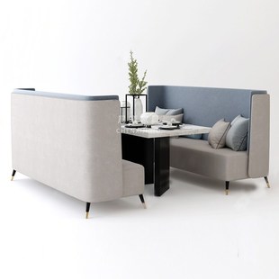 高背卡座沙发办公室西餐厅茶楼卡座沙发休闲接待洽谈隔断沙发椅