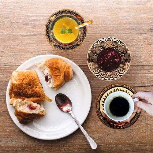 6Pcs Wooden Colorful Pattern Drink Cup Coasters Heat