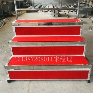 学校三层实木合唱台阶合影台阶乐团指挥台不锈钢推拉铝合金折叠