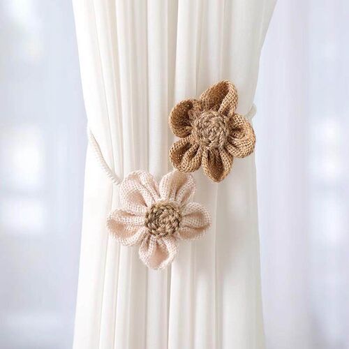 Japanese-style flower curtain ties, living room curtain deco
