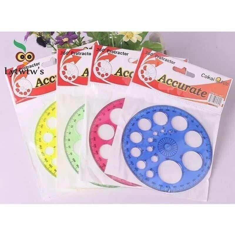 1 Pcs Stationery 360 Degree Round Ruler Transparent Circle O