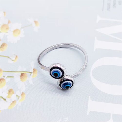 Rinhoo Punk Stainless Steel Lucky Evil Eye Ring For Women Me