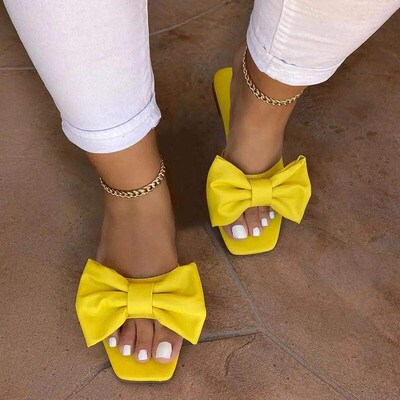 Spring/summer new 2024 outdoor flat leather bow non-slip bea