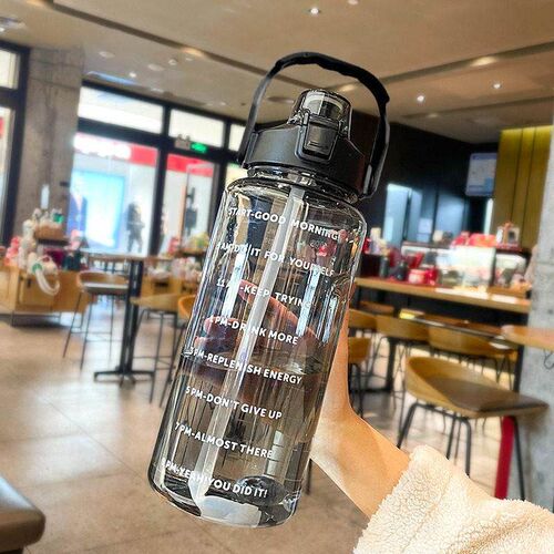 2L Portable Water Bottle Large Capacity Plastic Straw Water
