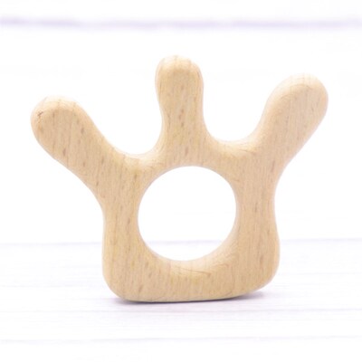 1pcs Baby Animal Natural Beech Teething Wooden Teether Roden