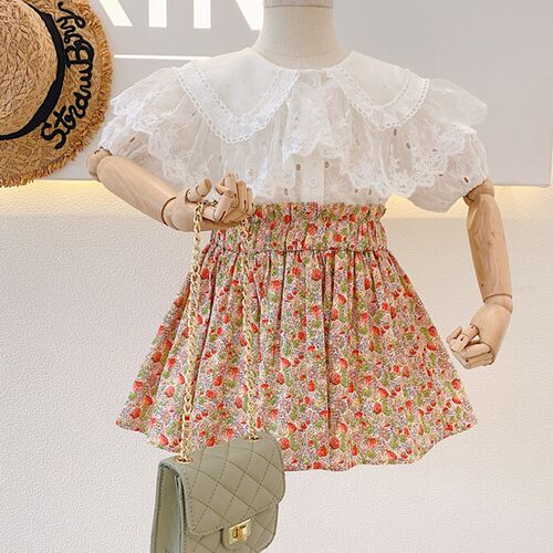 2021 Summer Girls Clothing Sets Denim Flower Embroidered La
