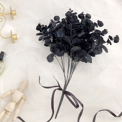 1PCS Simulation Black Eucalyptus Leaf Fake Flower Simple Hom