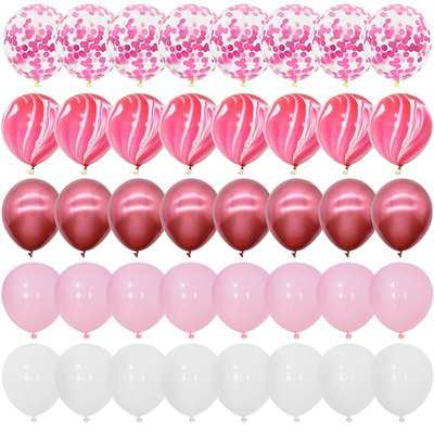 40Pcs Blue Balloons Set Agate Marble Metallic Confetti Ballo