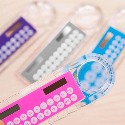 Mini Portable Multifunction Colorful Student Ruler Calculato