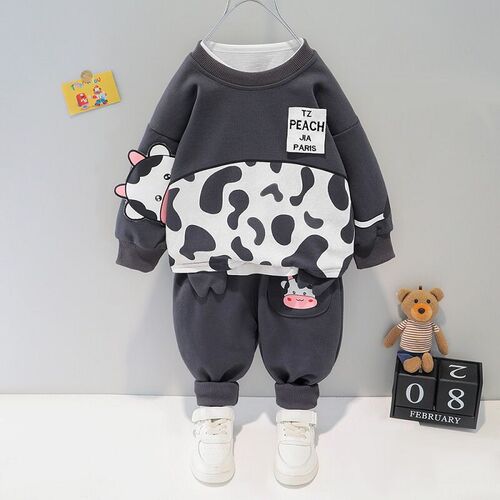 0-4-year-old childrens cartoon bodysuit two-piece long slee