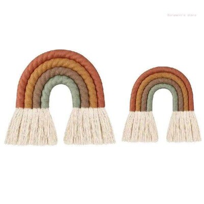 Rainbow Wall Hanging Ornament Handmade Weaving Macrame Home