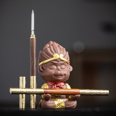 紫砂茶宠孙悟空摆件茶桌装饰普洱专用茶饼撬茶刀茶针功夫茶具配件