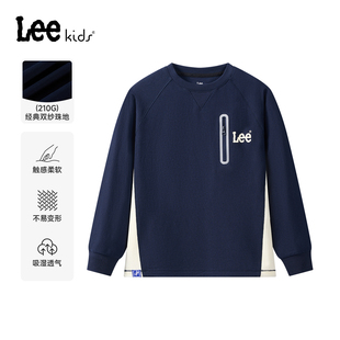 Lee kids圆领长袖T恤男童女童春季新款宽松套头卫衣休闲百搭上衣
