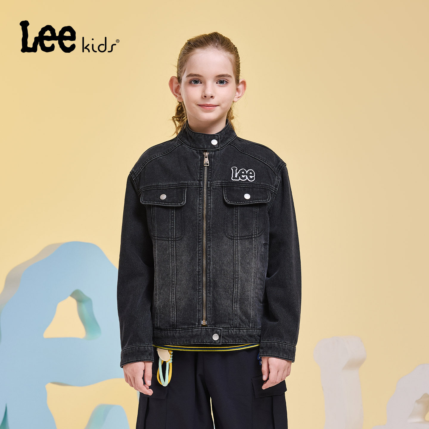 Leekids儿童复古做旧牛仔夹克图片