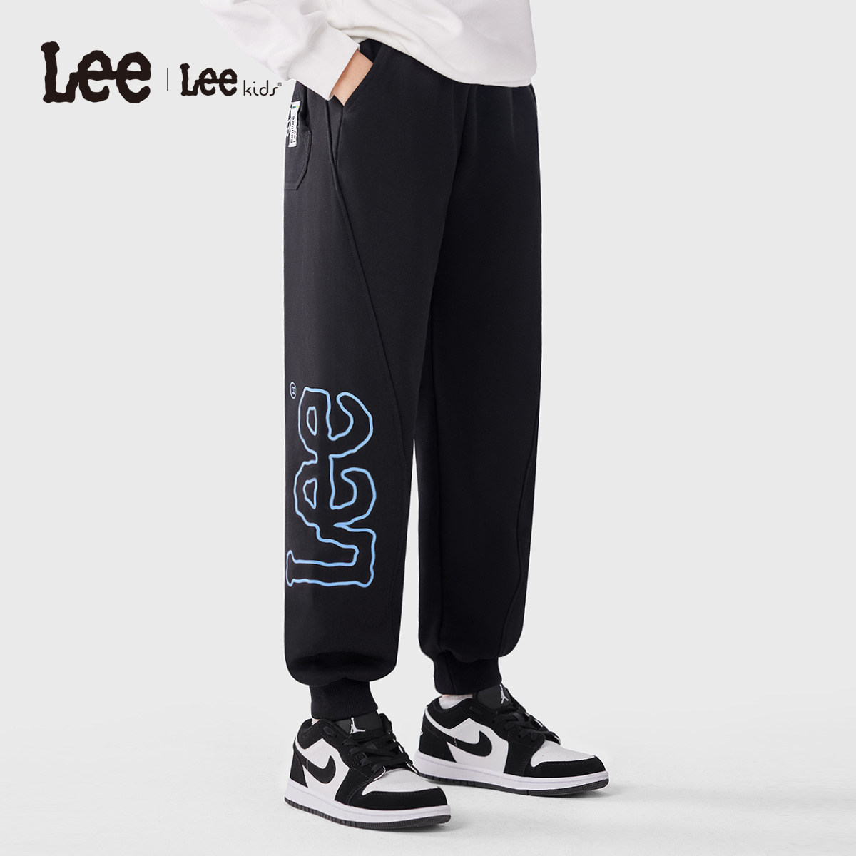 Lee kids童装针织束脚裤男童女童春秋季新款休闲时尚字母印花卫裤