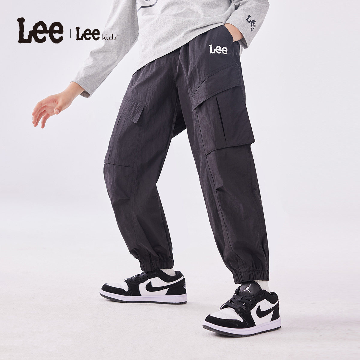 Lee kids儿童工装裤春秋新款男童女童通时尚休闲运动透气束脚长裤