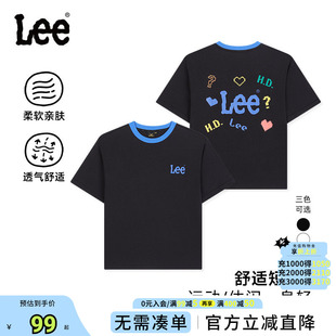 Lee kids儿童夏季纯棉短袖T恤男大童彩绘字母短袖上衣