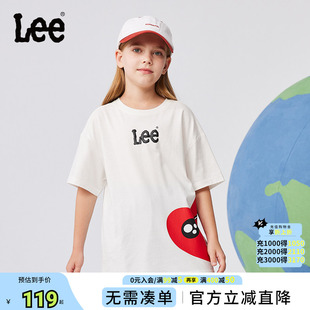 Lee kids儿童圆领短袖T恤夏季新款男童女童百搭休闲舒适透气上衣