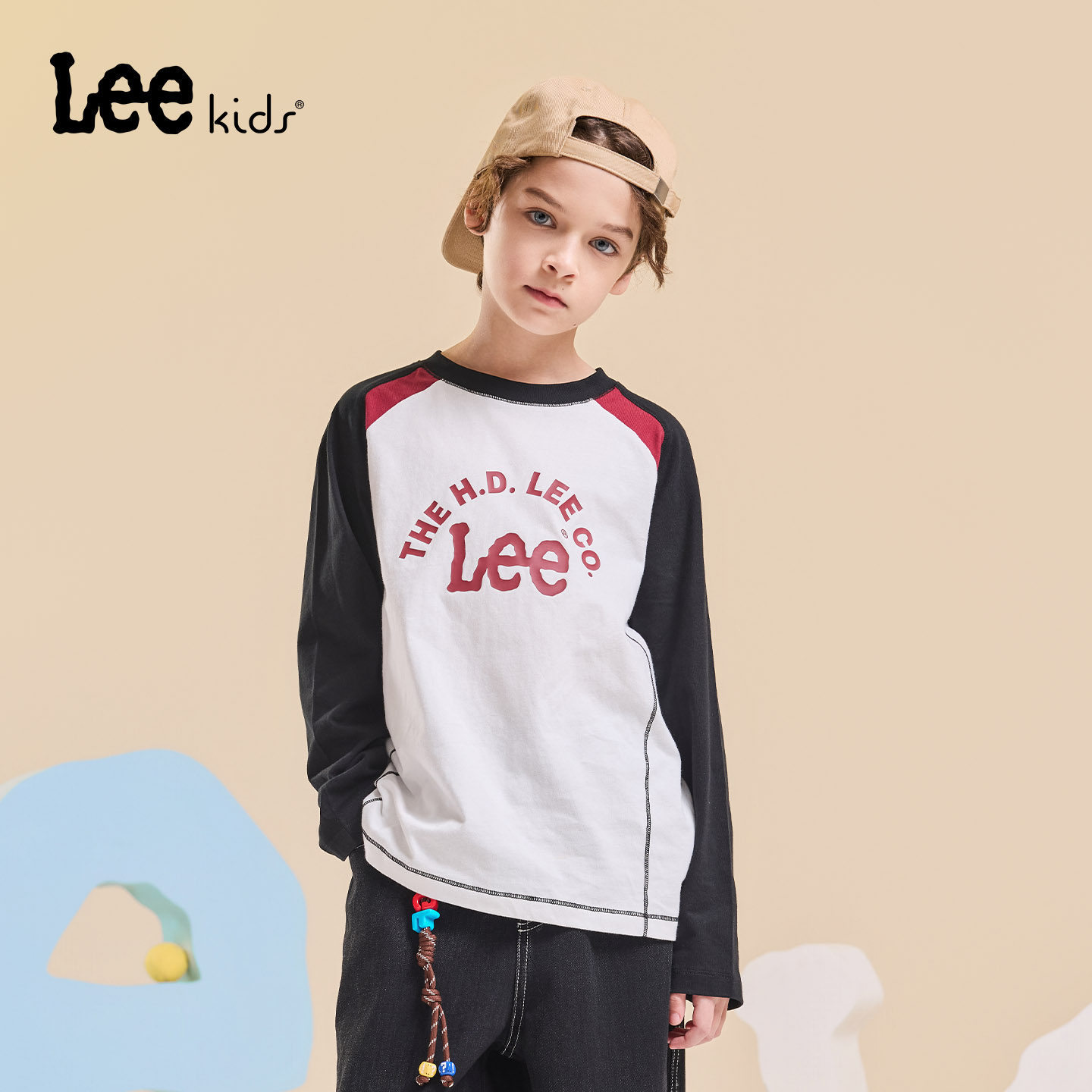 Leekids儿童字母印花长袖T恤
