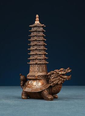 紫铜龟昌文塔摆设家玄关居龙办公室UIU办公桌商务礼品摆件