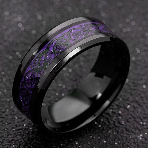 2023 Fashion Men Stainless Steel Dragon Ring Inlay Purple Bl