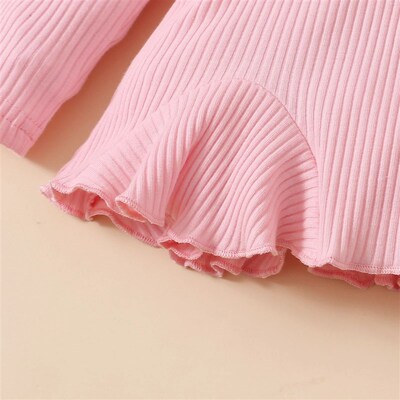 Newborn Baby Girls Clothes Set Pink Toddler Ruffle ops Heart