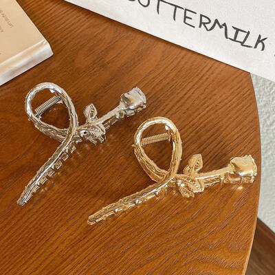 Elegant and Elegant Large Metal Rose Clip Ponytail Hairpin B