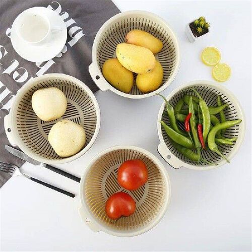 Double plastic drain basket for kitchen,  washing fruit and