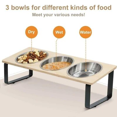 Elevated Cat Bowls Feeder 15 Tilted Raised Feeding & Water