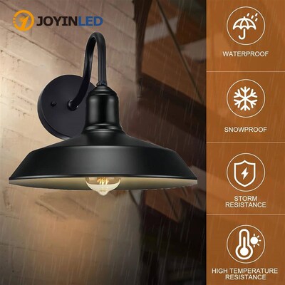 Vintage Gooseneck Barn Wall Lamp - Matte Black, Outdoor Wall