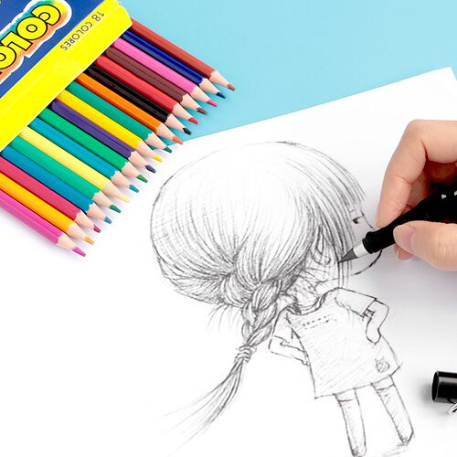 Oil colored pencil students draw 24 color pencils by hand