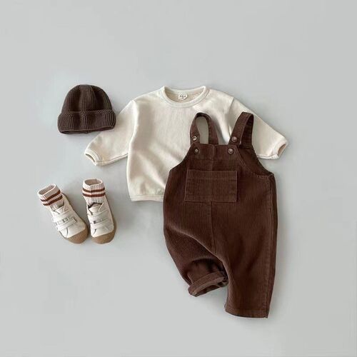 Autumn Winter Toddler Baby Boys Girls Solid Corduroy Suspand