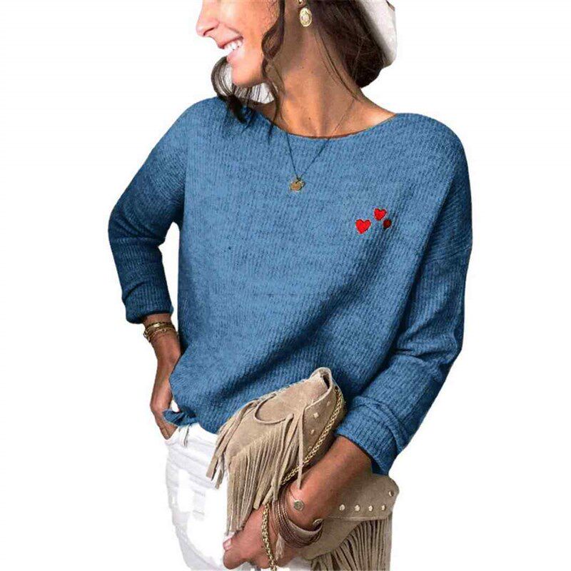 Embroidered heart-shaped long sleeved base shirt top for