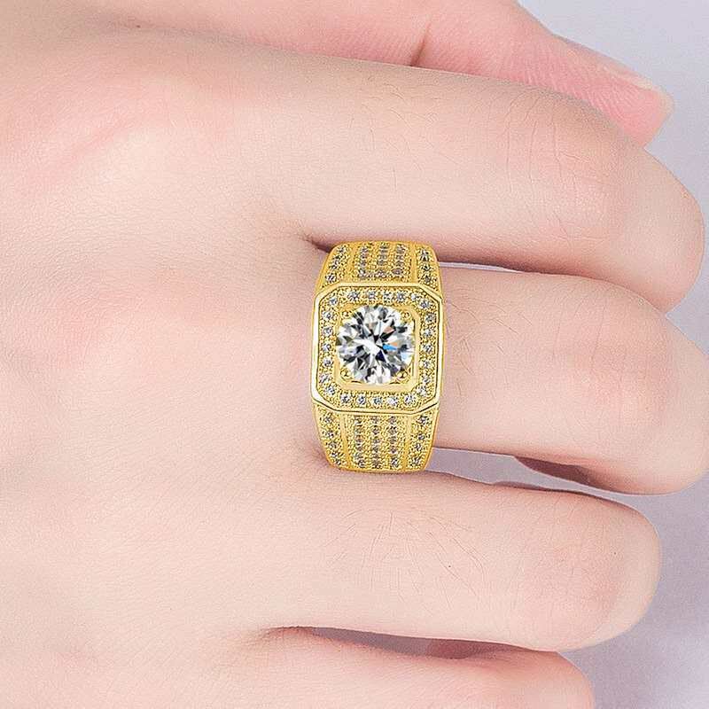 Aggressive Full Diamond Shining Mens Ring Large Naked Diamo