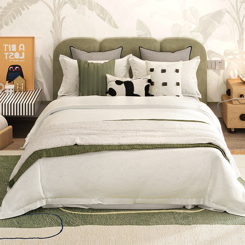 儿童房样板间床品熊猫卡通可爱清爽绿色软装展厅床上用品全,床上用品,床品套件/四件套/多件套,淘宝优惠券,粉丝福利购,淘宝优惠卷