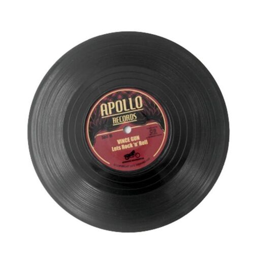 6 PCS Plastic Vinyl Record Coaster Cup Mat Black Retro Mug C