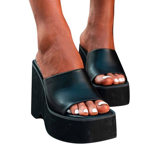 Summer Women Sandals Solid Large Size Platform Wedge Heel