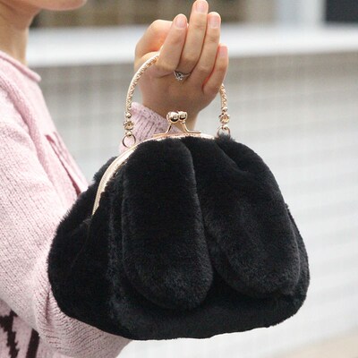 Faux Fur Rabbit Ears Plush Kawaii Round Bag Shoulder Crossbo