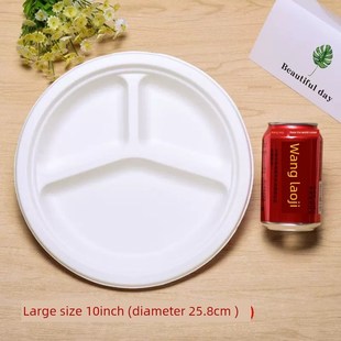 纸盘一次性三室圆盘一次性甘蔗纸浆9英寸10英寸分割纸盘纸餐盘
