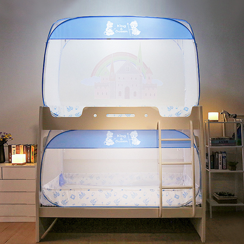 子母床蚊帐免安装蒙古包家用上下床高低床学生宿舍1m1.2米床纹账