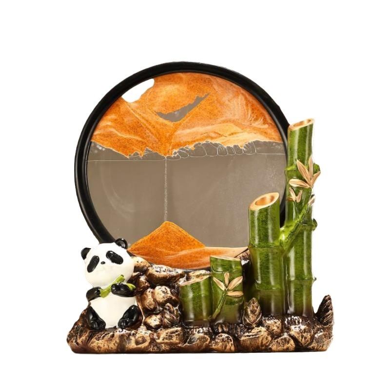 熊猫节节高升富贵竹子招财乔迁新家办公室客厅玄关酒柜流沙画摆件,家居饰品,装饰摆件,淘宝优惠券,粉丝福利购,淘宝优惠卷