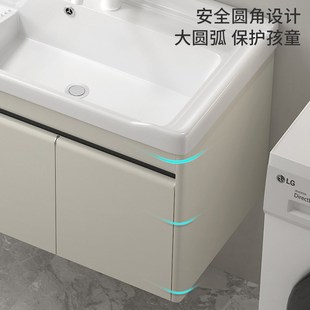 纽耐思阳台洗衣柜小户型陶瓷一体盆带搓板浴室柜洗衣池台盆柜
